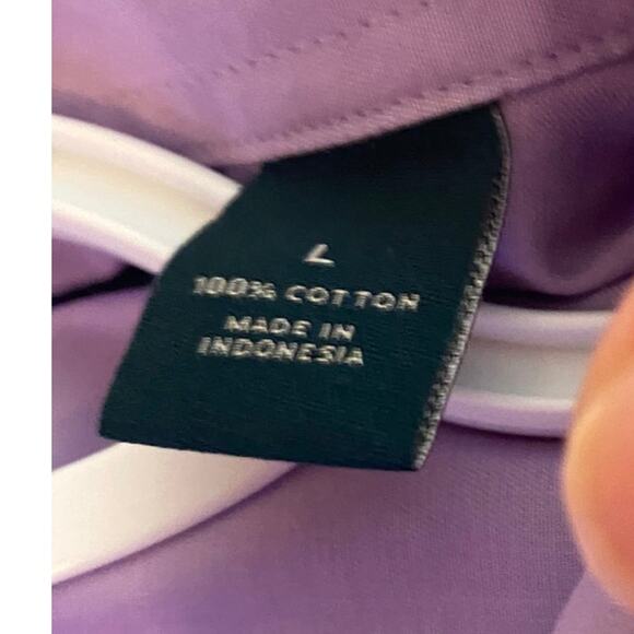 Perry Ellis Mens Shirt Size L Lavender Cotton Non Iron Long Sleeve - Picture 7 of 7